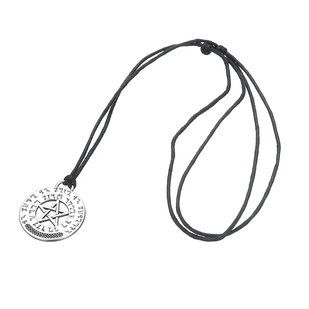 LIKGREAT серебряный цвет Пентакль Пентаграмма круглый кулон языческое ожерелье