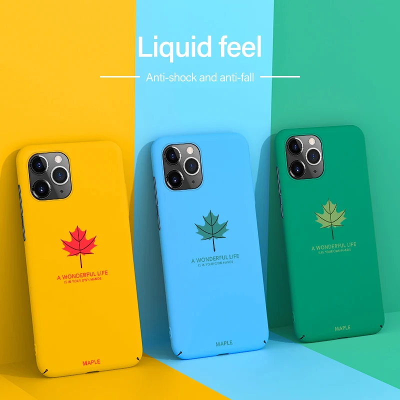 

Ultra-Thin Painted Maple Leaf PC Phone Case, Suitable For iPhone 12 11 Pro Max XSmax XR X Xs 8 7 6 6s Plus Matte Back Cover