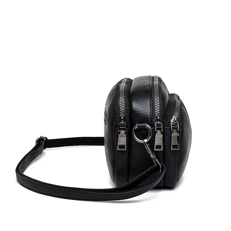 

Women's leather small square bag fashion simple mobile phone bag lady three-layer zipper one-shoulder sloping bag