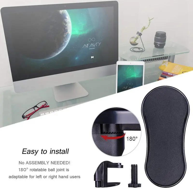 

Rotating Computer Arm Rest Pad, Ergonomic Adjustable PC Wrist Rest Extender, Desk Attachable Home Office Mouse Pad Health Care A