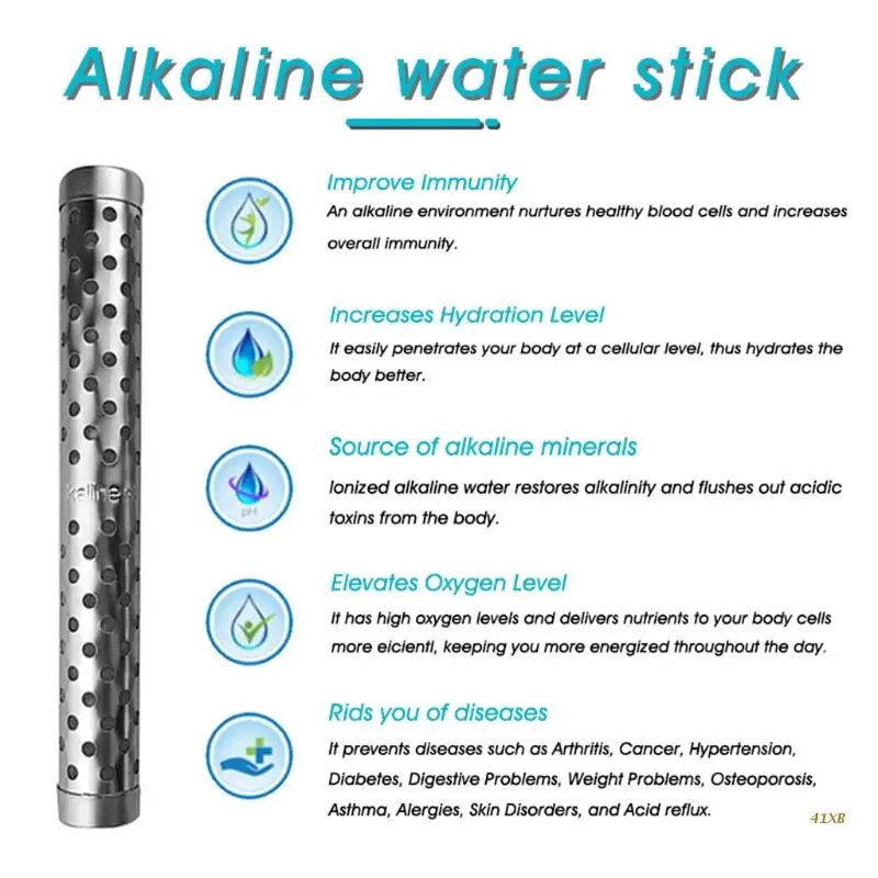 

41XB Portable Alkaline Hydrogen Water Ionizer Stick 5.28x0.63in Stainless Steel