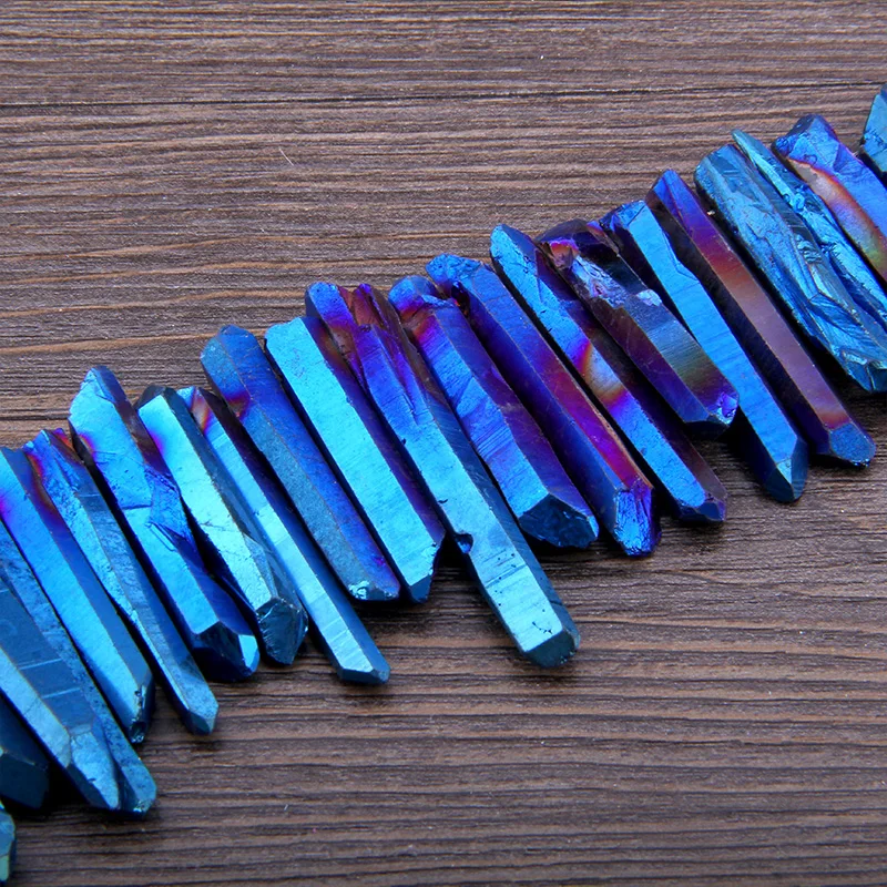 Натуральный Полированный синий кристалл титана кварцевый Топ бусина с