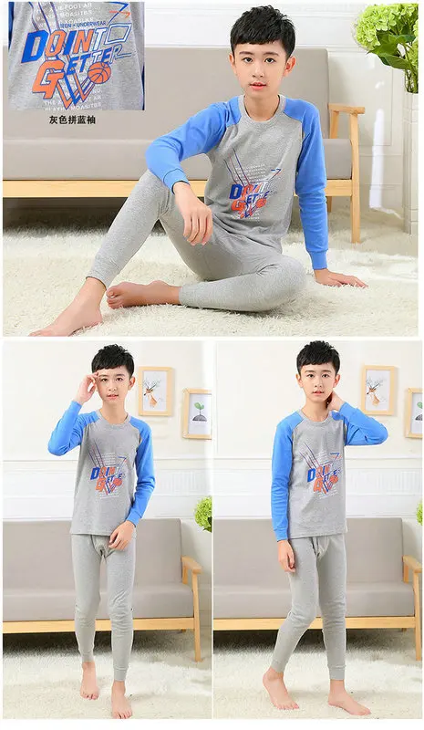 Famli 2018 Подростковая Пижама комплект одежды для больших мальчиков мультяшная