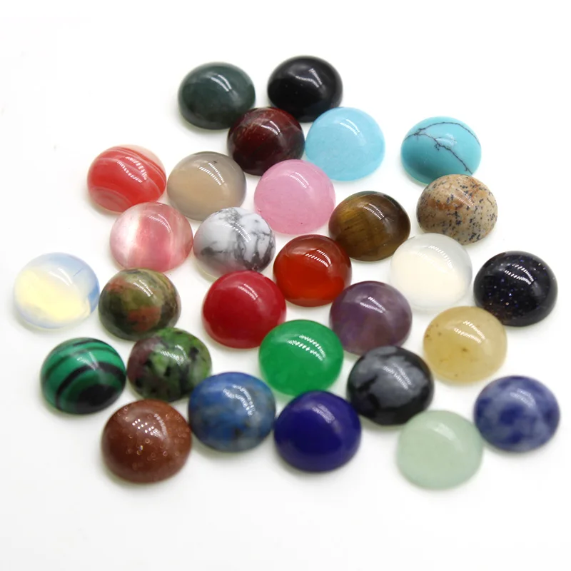 10 pièces/lot 4 6 8 10 12 14 mm perles Cabochons rondes à dos plat pierre naturelle Agate Cabochon