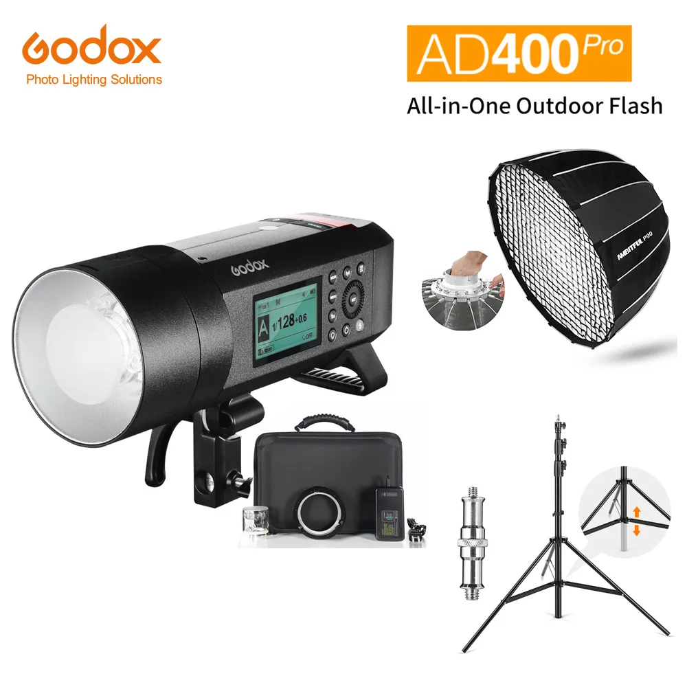 Godox AD400Pro AD400 Pro TTL HSS WITSTRO все в одном наружная вспышка + 2 8 м подставка светильник с