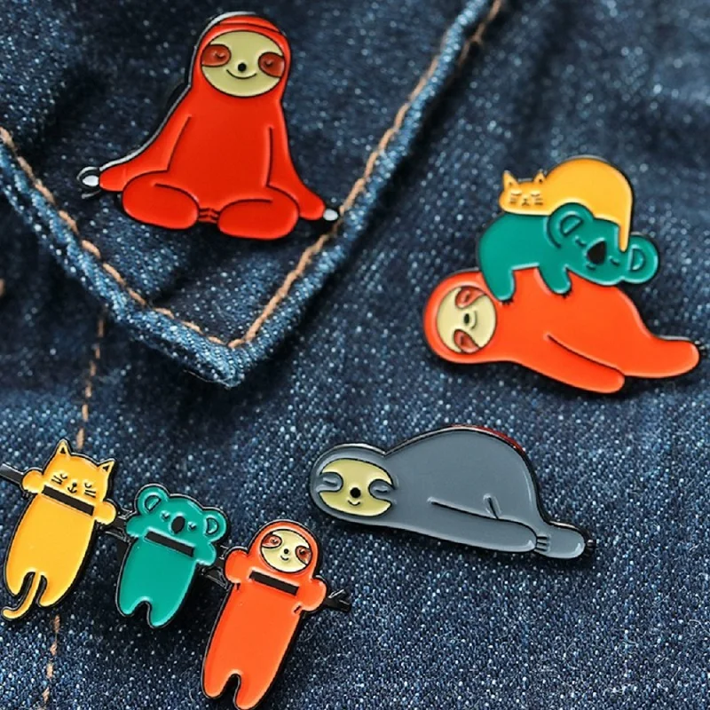 Милый Ленивец коала Кот ленивый животное флэш эмаль значок брошь нагрудные