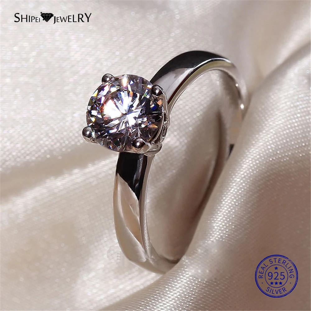 Женское кольцо с белым сапфиром Shipei обручальное из 100% серебра золотом и на День