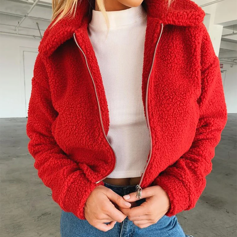 Женская укороченная куртка на молнии Повседневная Уличная из искусственного