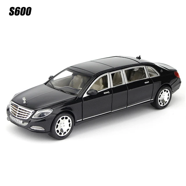 M923T-6-BK 1:24 S600 Limousine Diecasts& Toy Vehicles металлический сплав 6 модель автомобиля с открытой дверью с огнями и звуками игрушки для детей Подарки - Цвет: M923T-6-BK