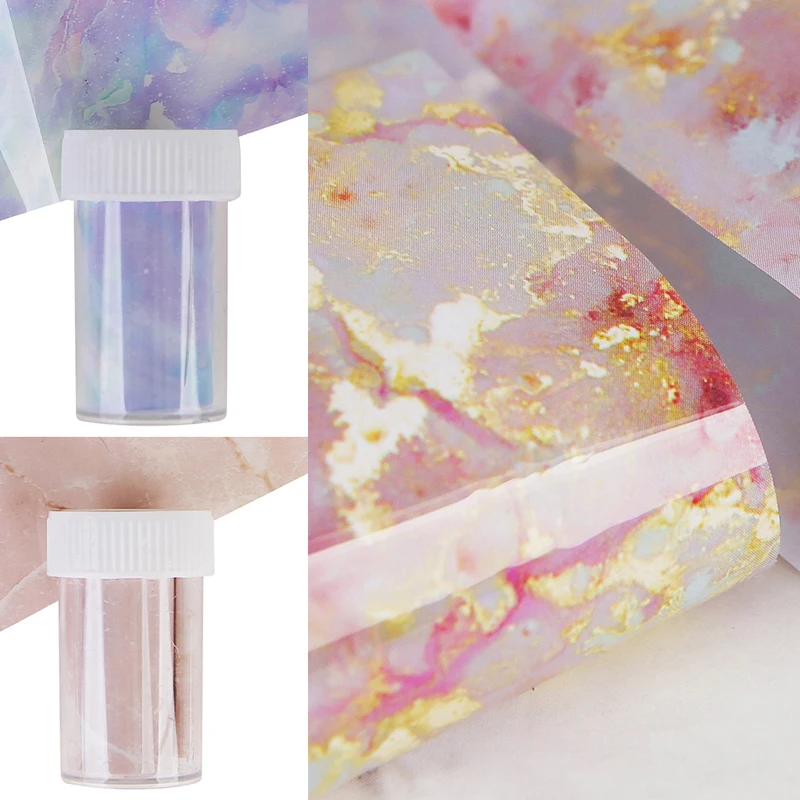 Фольга для ногтей цветущее звездное небо наклейка под мрамор зеркальная УФ гель