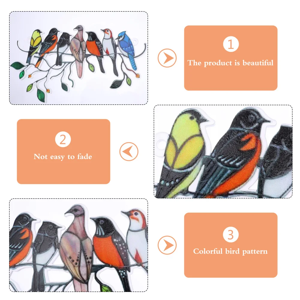 

1pc Stained Birds Hanging Ornament Window Pendant Ornament Home Decoration