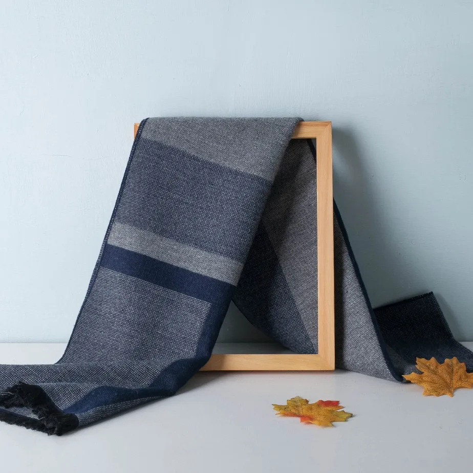 Прямая поставка роскошный брендовый зимний мужской шарф с геометрическим