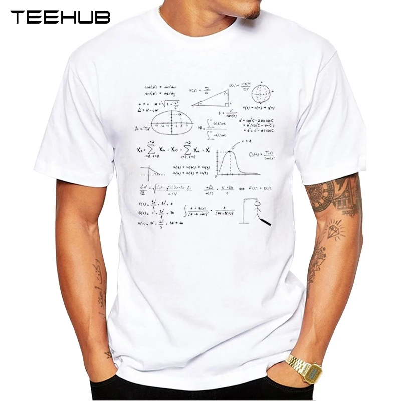 

TEEHUB Theory of relativity Men T-Shirt Hipster E equals mc2 Design Short Sleeve Tops Geek Style Men's Tee Shirts