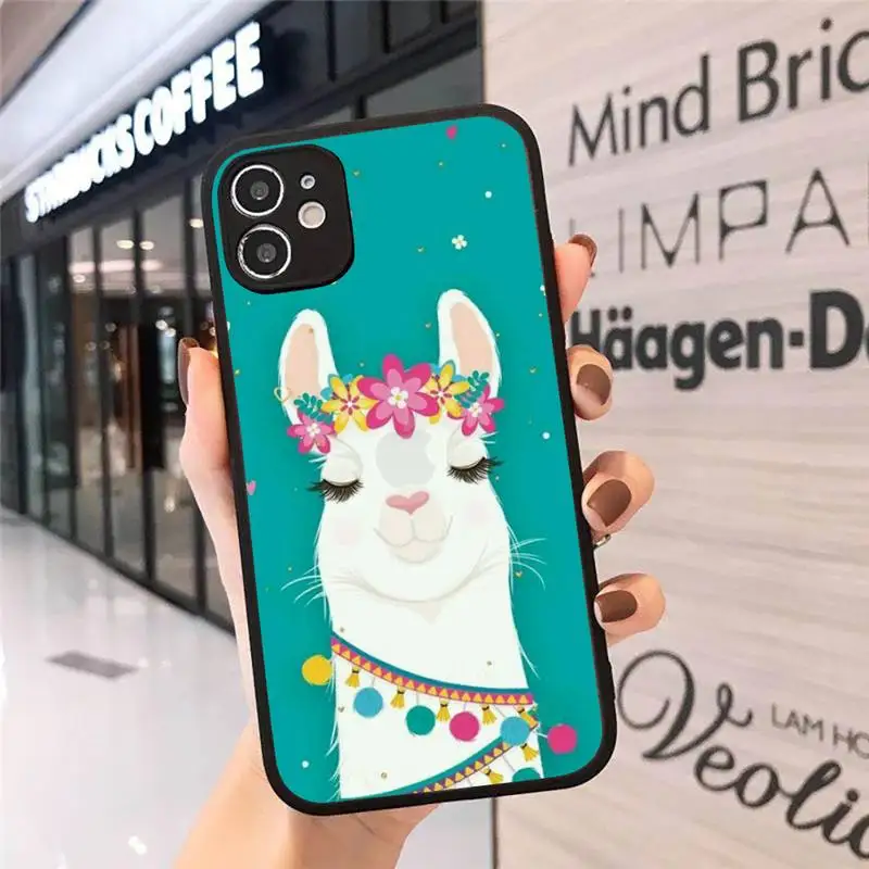 

Cute Llama Alpaca Animals Cartoon Phone Case For iphone 12 11 8 7 plus mini x xs xr pro max matte transparent cover
