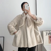 imported velvet real mink fur overcoat women female natural whole skin genuine fur coats jackets thick warm outerwear plus size