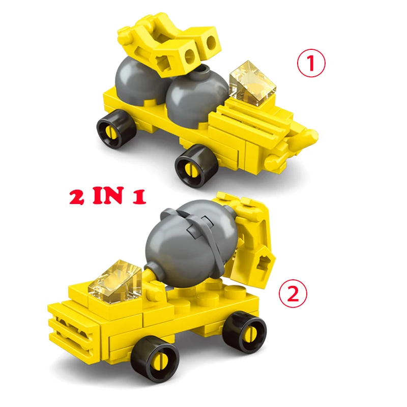 UKBOO 8 комплектов 2in1Mini город строительной техники Набор строительных блоков