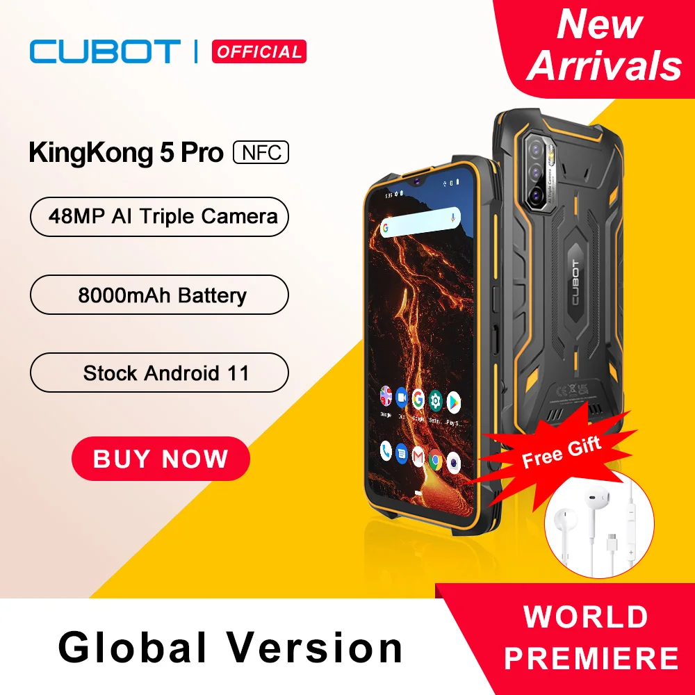 Cubot KingKong 5 Pro Защищенный смартфон 2021 Android 11 Водонепроницаемый IP68/IP69K/MIL STD 810 Большая