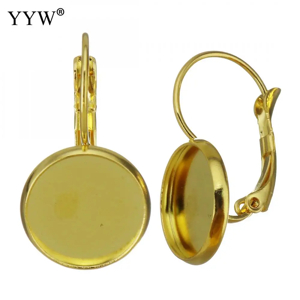 100PCs/Bag Rose Gold Color Stainless Steel Tray Bezel Cabochon Earring Blank Setting Round Ear Base Findings DIY Jewelry Making