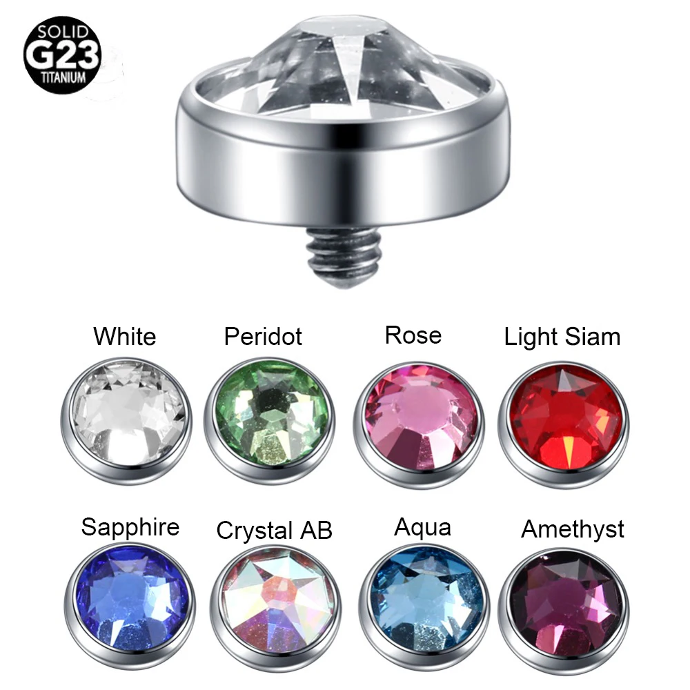 

3/4/5/7mm 1Pc Titanium Micro Dermal Piercing Gem Skin Diver Anchor Top Hide in Surface Microdermal Piercing Sexy Body Jewelry