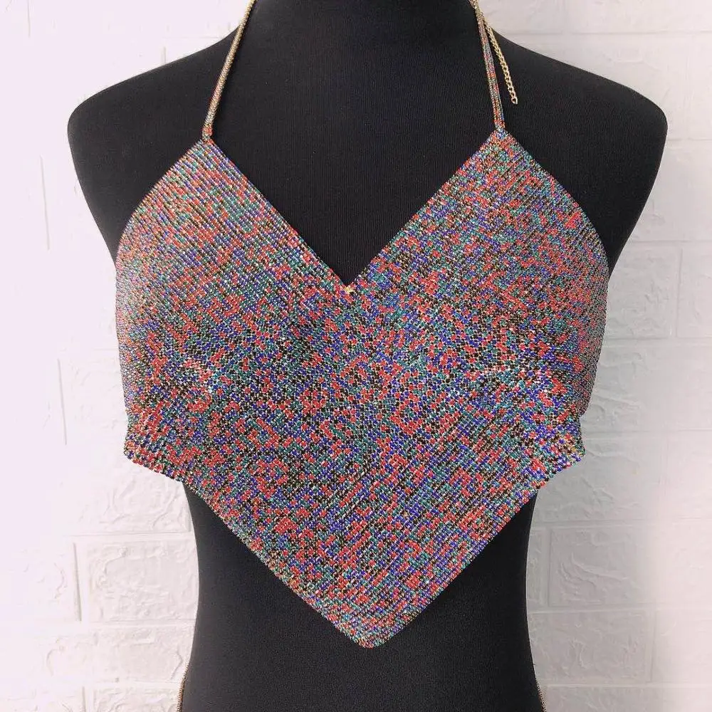 

New fashion hot selling women's Bikini Body chain Color Crystal Rhinestone V-shaped bra and thong jewelry body chain