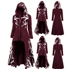 Накидка с капюшоном для Хэллоуина, накидка с асимметричным принтом, куртка с длинными рукавами, одежда с принтом в средневековом стиле для страшных волшебников
