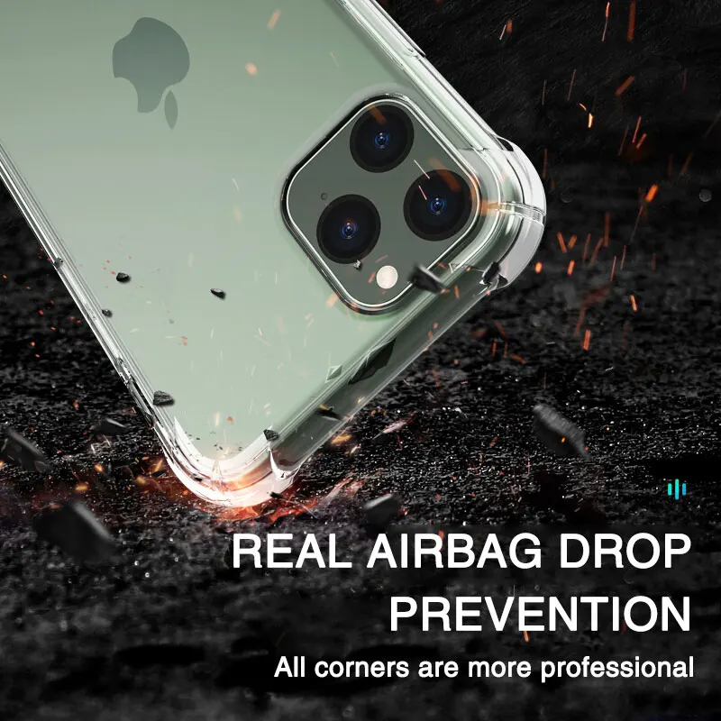 

1.5mm Shockproof Case for iPhone 11 Pro XS Max Soft Case Transparent Silicone X XR 6 7 8 Plus Back Cover Phone Case
