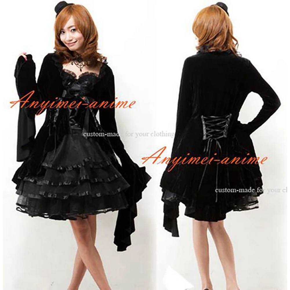 

fondcosplay Gothic Lolita Punk Sweet Fashion black Velvet Dress Cosplay Costume Tailor-made[CK1227]