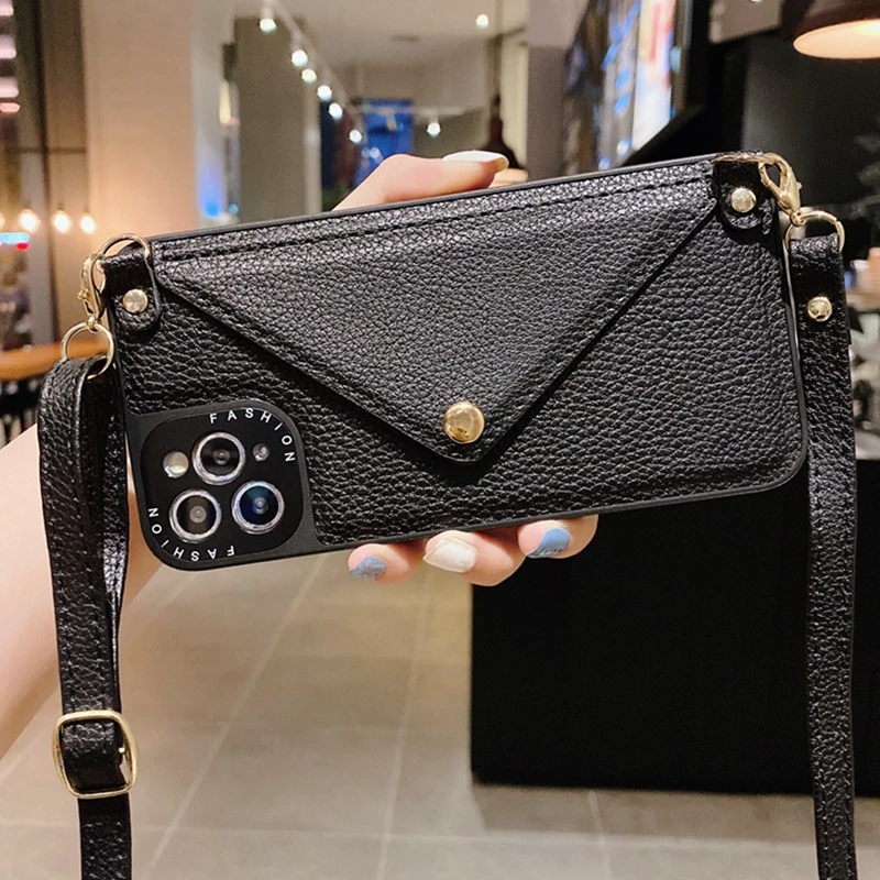 

Fashion Oblique Cross Straps Phone Case for IPhone 12 Mini IPhone 11 Pro Max XR XS X Luxury Strap Soft Silicone Lanyard Cover