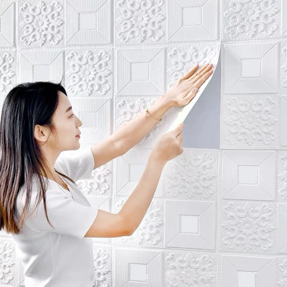 6 шт. самоклеящиеся 3D-панели для украшения стен | Дом и сад