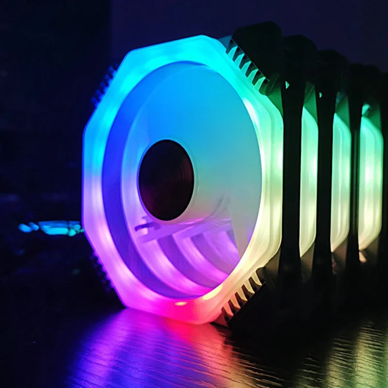 

COOLMOON Computer Case PC Cooling Fan RGB Adjust 120mm Quiet+IR Remote Computer Cooler RGB CPU Case Fan Four in One