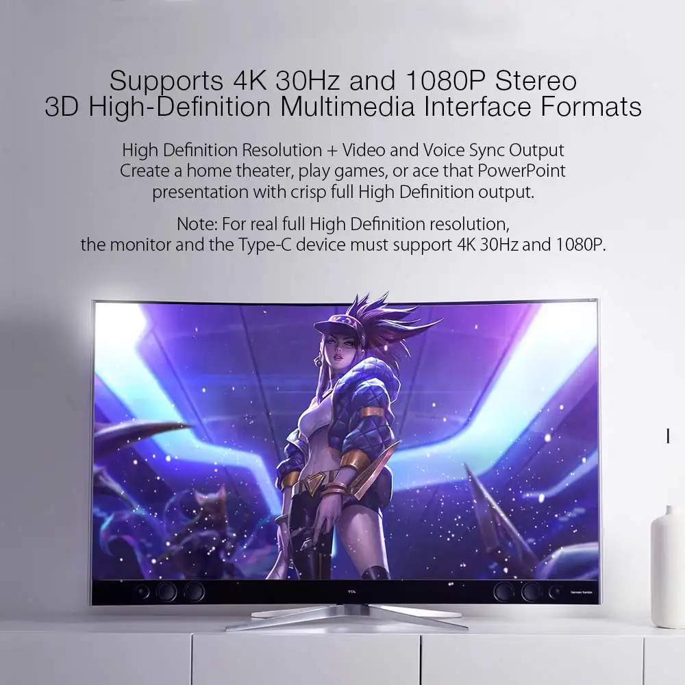 BlitzWolf usb type C к hdmi-кабель, адаптер 4k 1080P USB к HDMI адаптер для мужчин и женщин конвертер для ПК компьютер ТВ смартфон