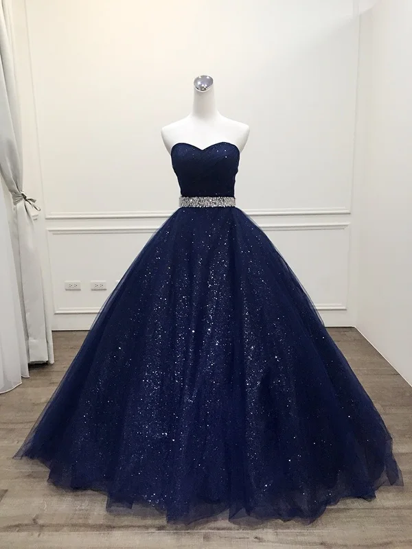 Vestido De Noiva Luxury Navy blue Bling Bling Princess Ball Gown evening Dress Plus Size Custom Made Robe De Mariage
