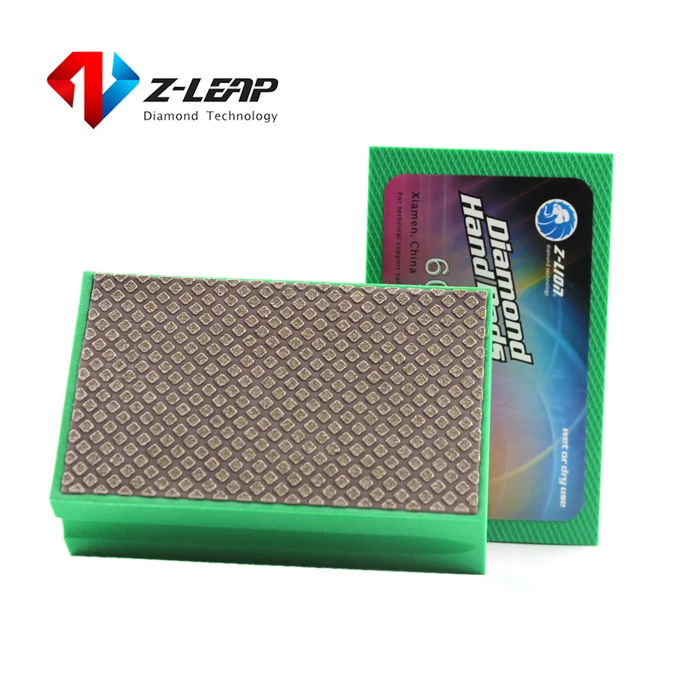 Z-LEAP Hand Polishing Pads Professional Electroplate Foam Backed Abrasive Tool 90*55mm Glass Ceramic Tile Stone Grinding Polish |