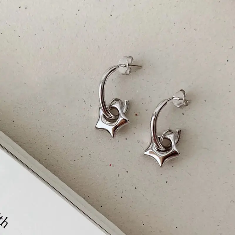 Женские серьги гвоздики в виде звезды Silvology креативные элегантные из