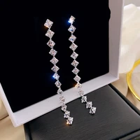 2021 new luxury rhinestone crystal long tassel earrings for women bridal drop dangling earrings party wedding jewelry gifts