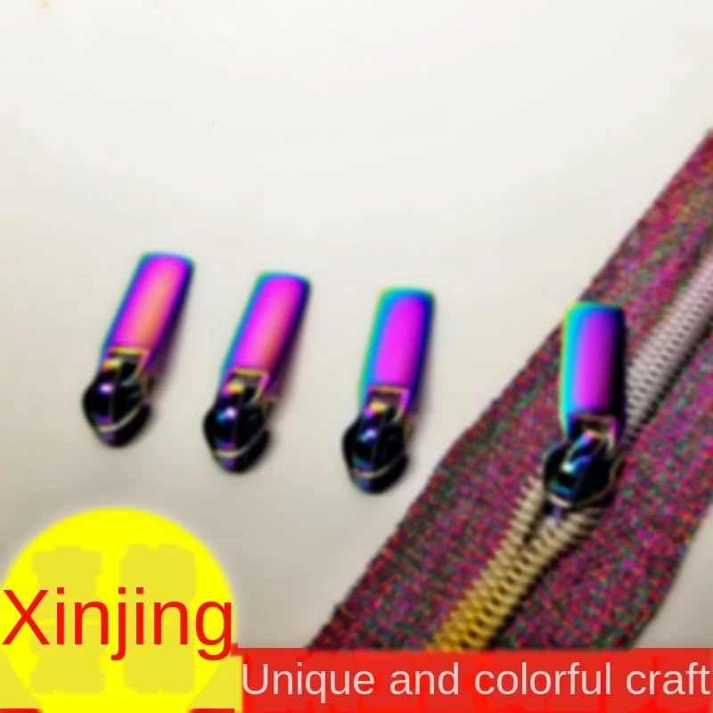 

5 Pcs Zipper Pull Pulls Slider Replacement Open End Stone Zippers Head Dazzling Multi-color Iridescent Purple