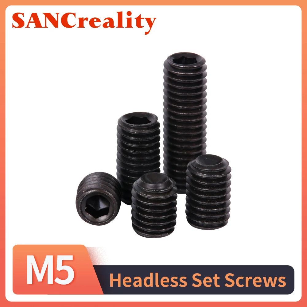 

5/10/50Pcs M3 M4 M5 M6 M8 M10 Grade 12.9 High Tensile Flat Point Grub Screw Hexagon Socket Set Screws Headless Carbon Steel