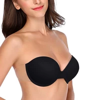 push up strapless bra self adhesive sticky backless reusable thick padded silicone gel underwire