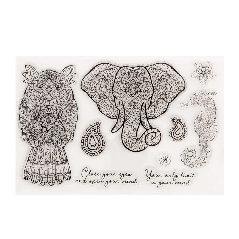 

Elephant and eagle Stamps Scrapbook Paper Transparent Clear Handmade Decoration Gifts Rubber Stamp for Card DIY Scrapbooking