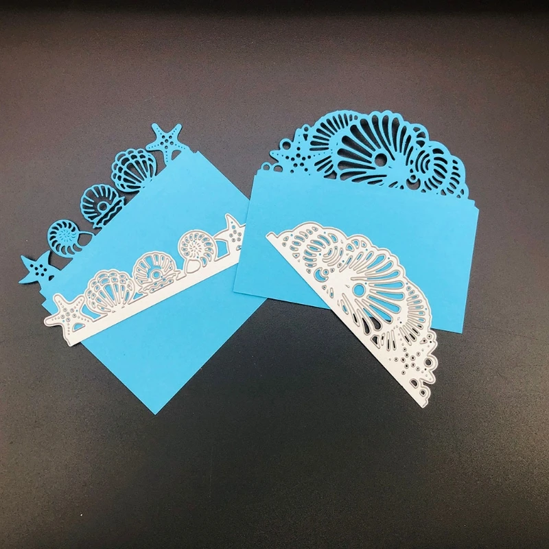 

2Pcs Shells Lace Metal Cutting Dies Stencil Scrapbooking DIY Album Stamp Paper Card Embossing Decor Craft New Dies for 2021