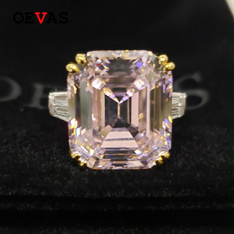

OEVAS Solid 925 Sterling Silver Sparkling Created Moissanite Wedding Rings For Women High Carbon Diamond Party Fine Jewelry Gift