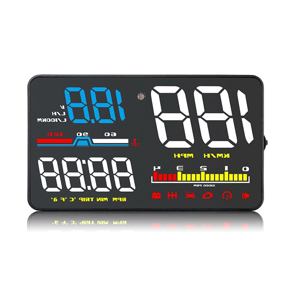 

D5000 HUD Car Head Up Display OBD2 Hud Display Digital Security Alarm Speedometer Windshield Screen Projector