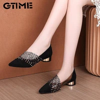 2020 shoes woman summer fashion crystal lace dress shoes womens high heels sandals square heeled pumps ladies shoes sjpae 393