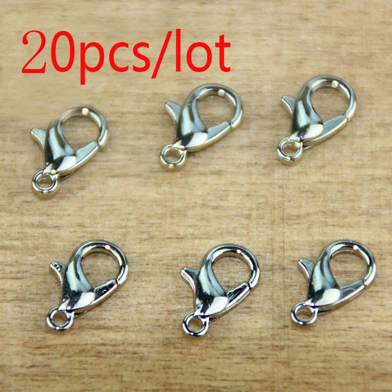 20 штук родием застежки клешни (карабин) коготь для цепи ожерелье разделитель