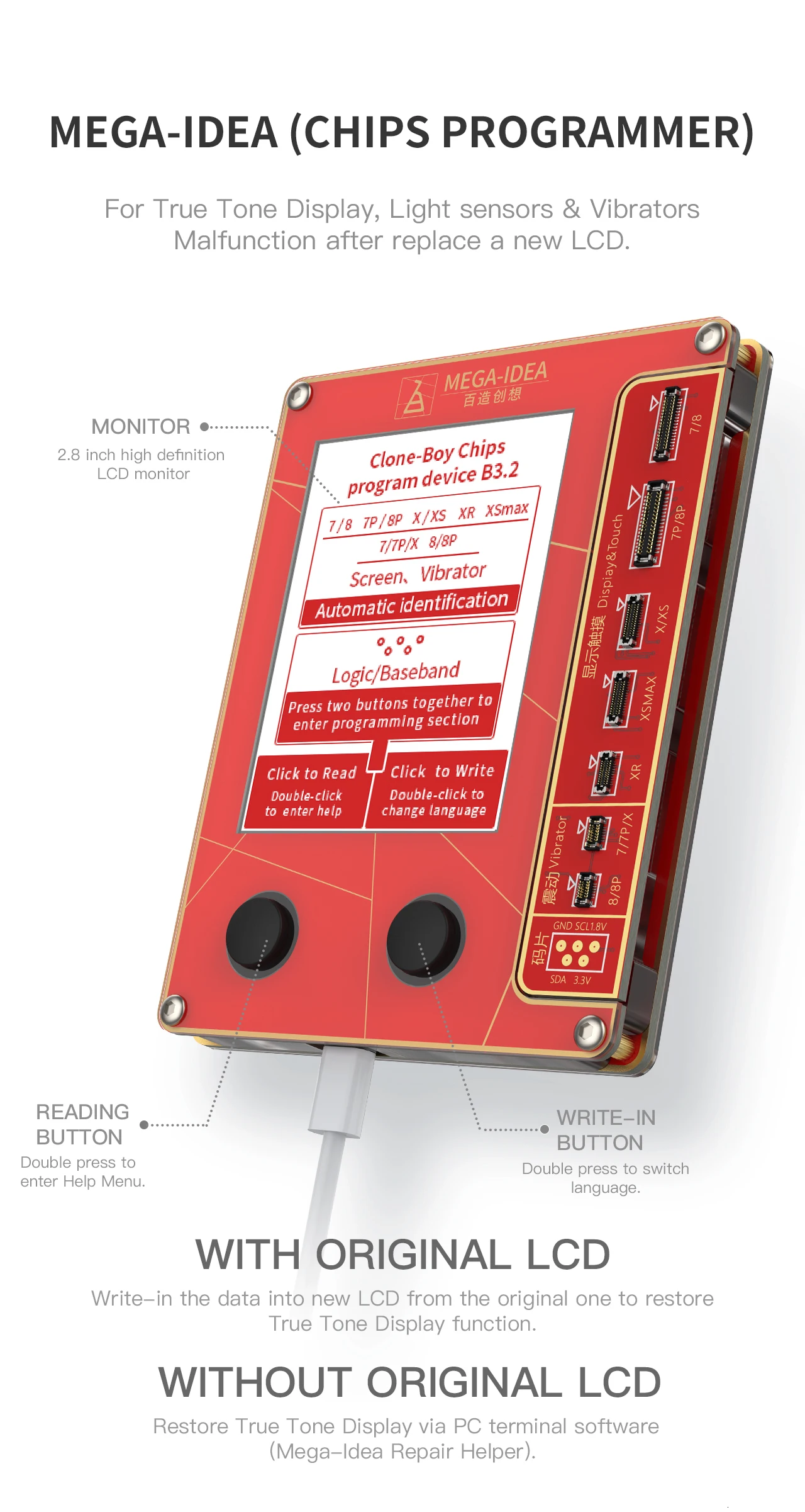ЖК-экран Qianli Mega-idea EEPROM Фоточувствительный вибрирующий программатор для