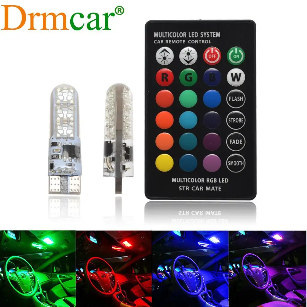 T10 силикагель RGB w5w светодиодный пульт дистанционного управления RGBW 501 194 168 6SMD 5050