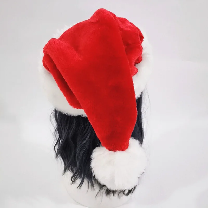 Рождественская шапка утолщенная короткая плюшевая + большая рождественская