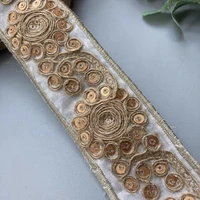 2 yards 4 3 cm gold sequin lace trims fabric ribbon clothing decorative embroidered for garments headdress sewing supplies new
