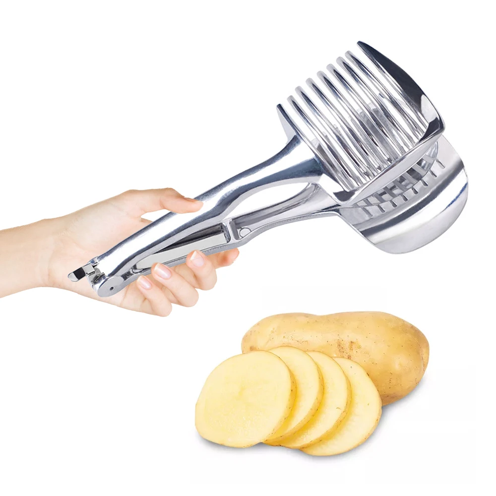 

Stainless Steel Potato Slicer Tomato Cutter Tool Shreadders Fruit Lemon Cutting Holder Slice Cooking Tools Kitchen Accessories