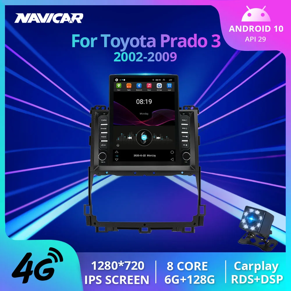

Car Radio For Toyota Land Cruiser Prado 120 3 III 2002-2009 2din Android10.0 Radio GPS Navigation Car Multimedia Player Carplay